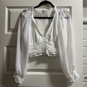 White cropped sheer top by Shero in size M